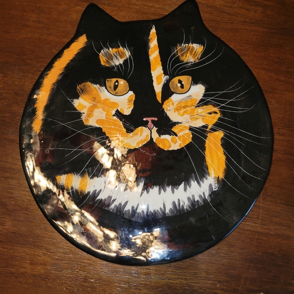 Vintage 2001 'Cats by Nina' Statement Painted Calico Decorative Plate - Picture 4 of 6